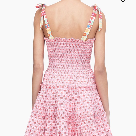 Hill House Pink & Red Mini Dress with Patterned Tie Straps - Picture 5 of 13